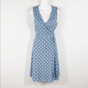 41 Hawthorn Lorene teal white belt faux wrap dress